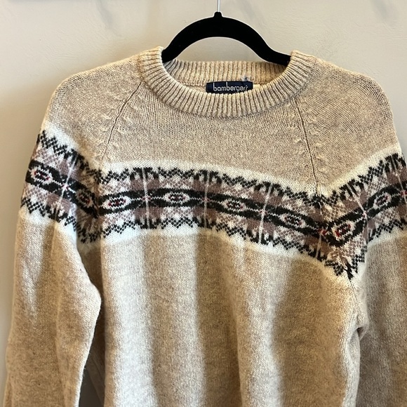 Vintage Wool Sweater Bamberger’s Men’s Store Size XL Fair Isle - Picture 2 of 7